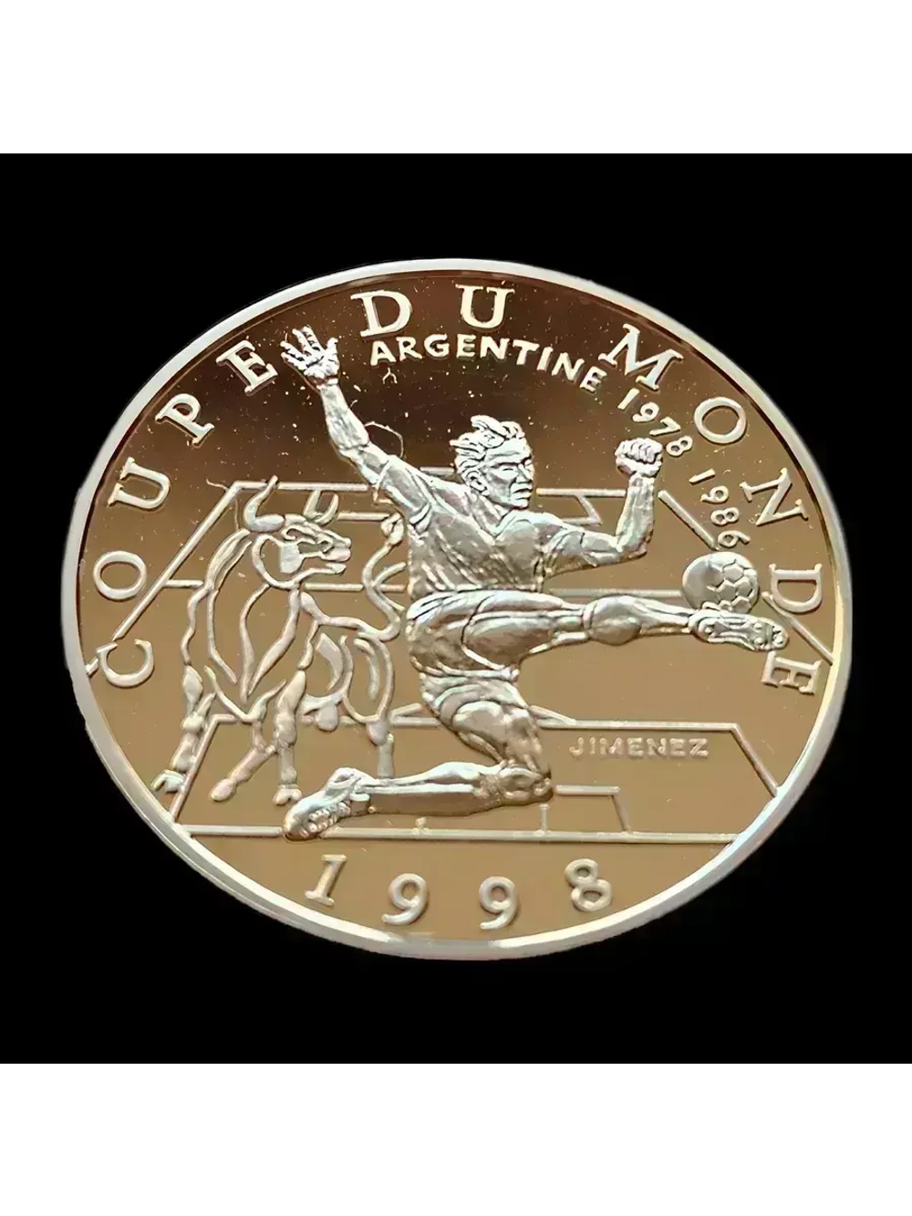 Монета 10 франков 1997 год "Чемпионат мира по футболу 1998"