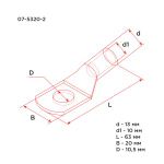 Наконечник медный ТМ 35-10-10 (35мм² - Ø10мм) (в упак. 50 шт.) REXANT