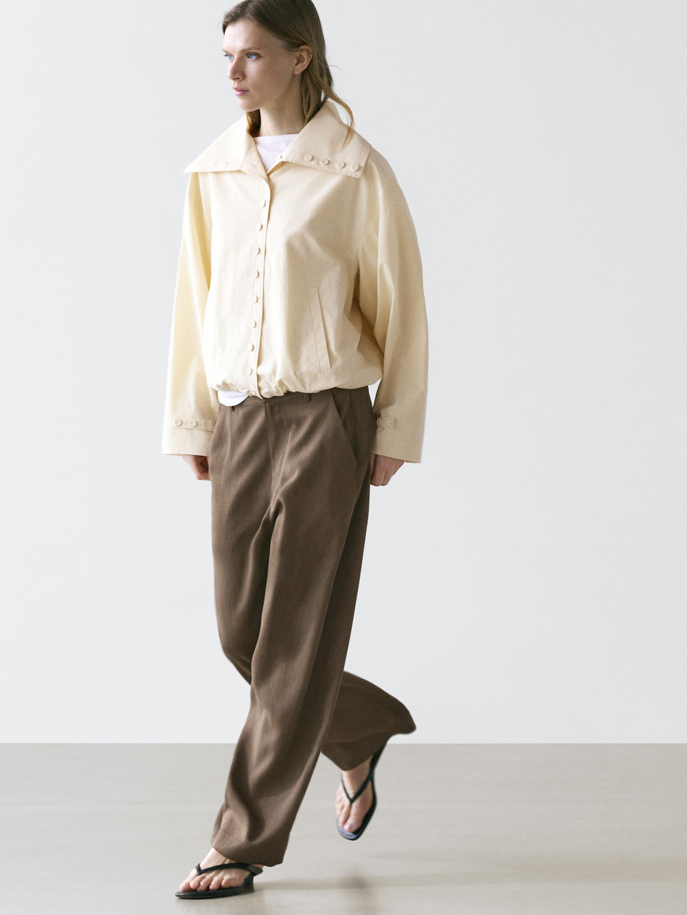 Massimo Dutti Свободные брюки с эластичным поясом, темно-зеленый