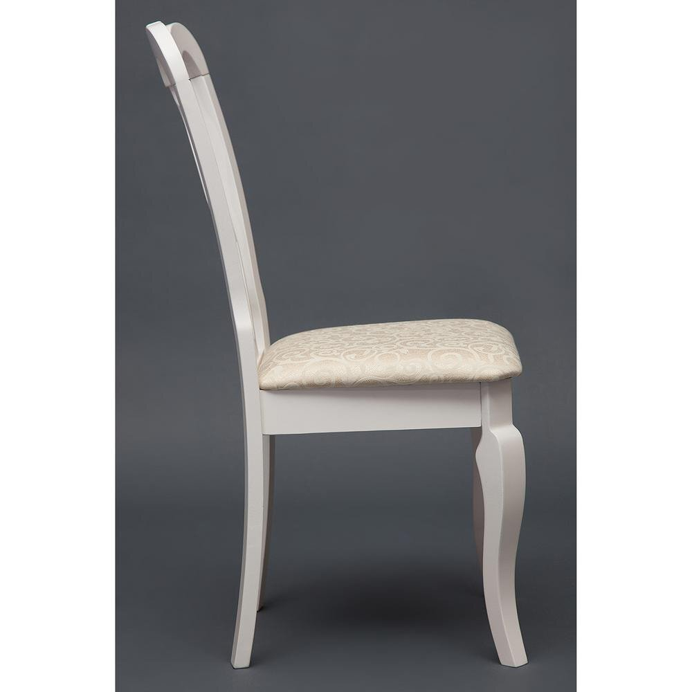 Стул - Афродита/ Aphrodite дерево гевея, 46х54х99см, butter white, ткань кремовая с рисунком (3321)