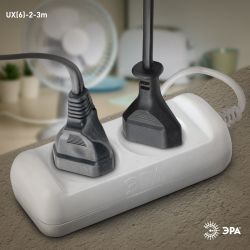 Удлинитель электрический ЭРА UX-2-3m без заземления 2 розетки 3м ПВС 2x0,75мм2 6А белый | Электротовары