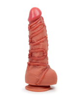 Телесный фаллоимитатор с имитацией шибари - 25 см. (Цвет: телесный)