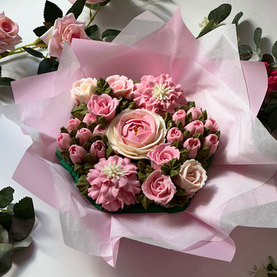 Букет цветочных капкейков розы с тюльпанами 7 шт