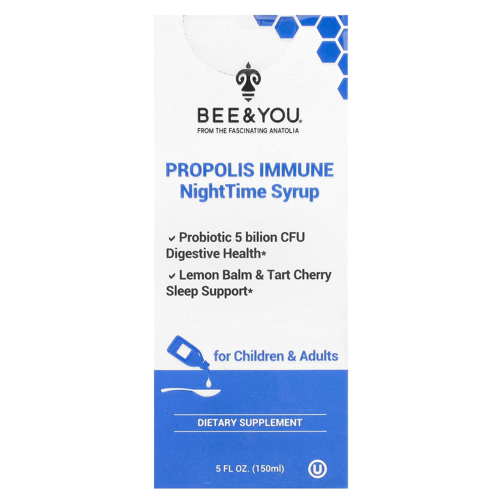 Bee & You, Propolis Immune, ночной сироп, для детей и взрослых, 150 мл (5 жидк. Унций)