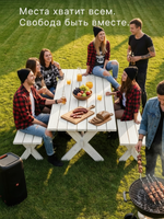 Скамейка садовая, 200х44х44, Осло, для кухни, банкетка в прихожую, из массива дерева, белый, Dipriz