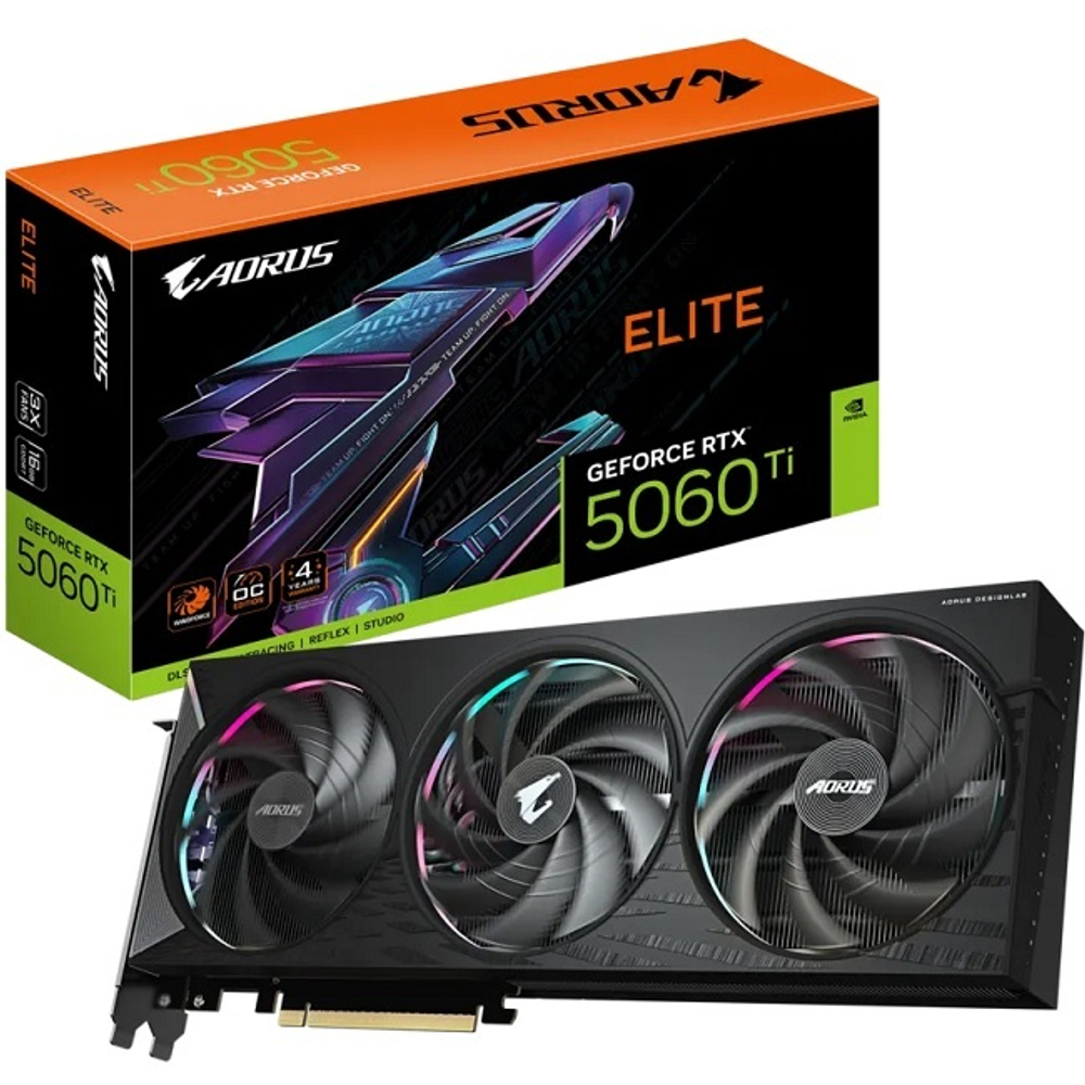 Видеокарта GIGABYTE GeForce RTX 5060 Ti AORUS ELITE 16GB (GV-N506TAORUS E-16GD)
