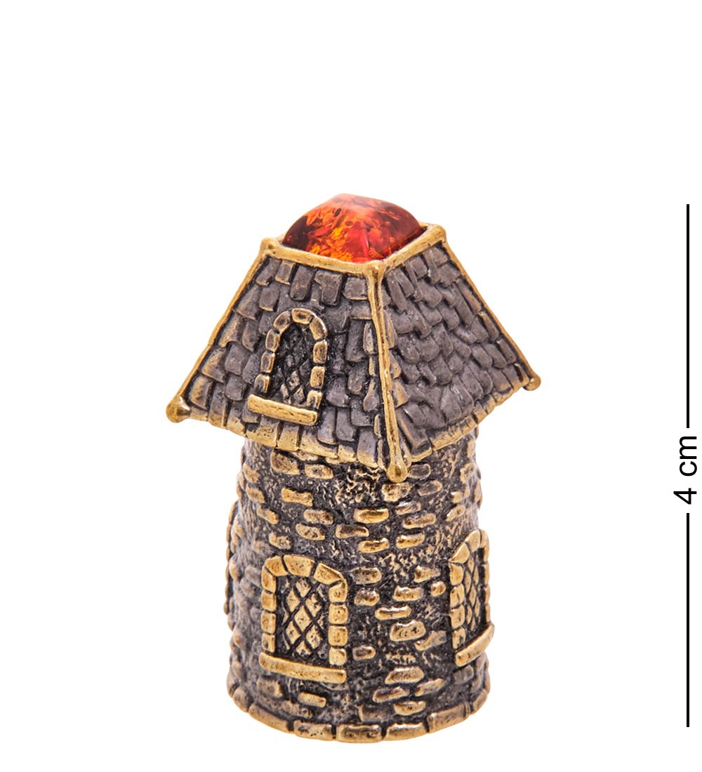 AM-3544 Наперсток «Домик Круглый» (латунь, янтарь)