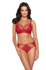 Бюстгальтер на косточках с мягкими чашками и декоративными бретелями (Размер: 75E) (Цвет: бордовый)