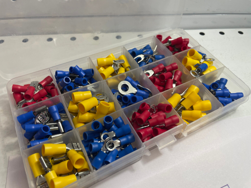 242 шт. - Большой / Клеммы обжимные для проводов с изолятором набор 242 шт в удобном кейсе. Колодка клеммная, Кабельный наконечник (кейс 1 шт.)