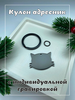 Кулон адресник, хромированный, в виде кошки,черный