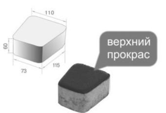 Тротуарная плитка Классико круговая Грифельный верхний прокрас на белом цементе основа - серый цемент 73*110*115мм BRAER