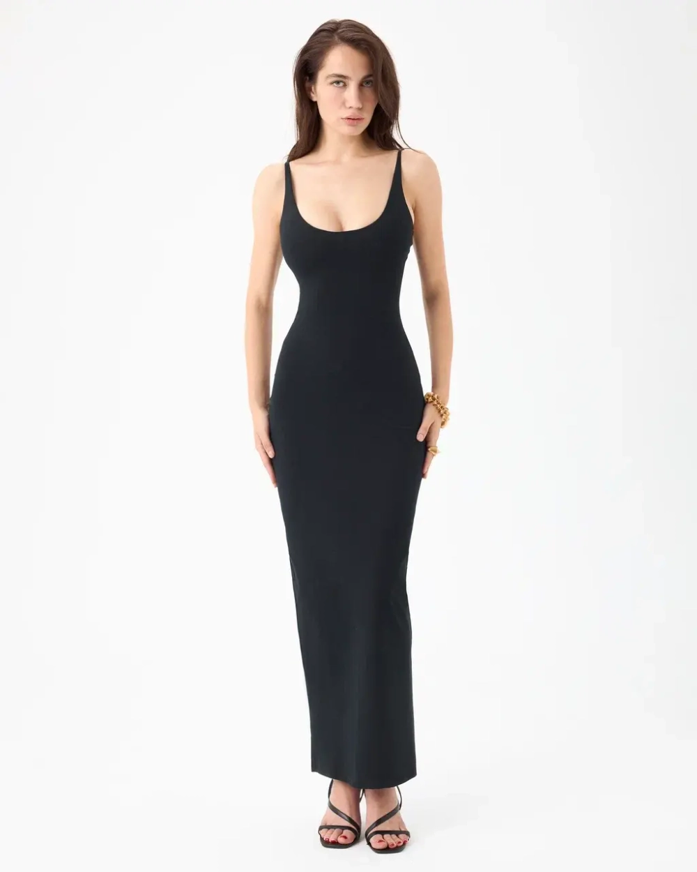 BLACK PEACHY COTTON MAXI DRESS