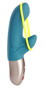 Бирюзовый мини-вибратор Amorino с силиконовой петлёй - 17,7 см. (Цвет: бирюзовый)