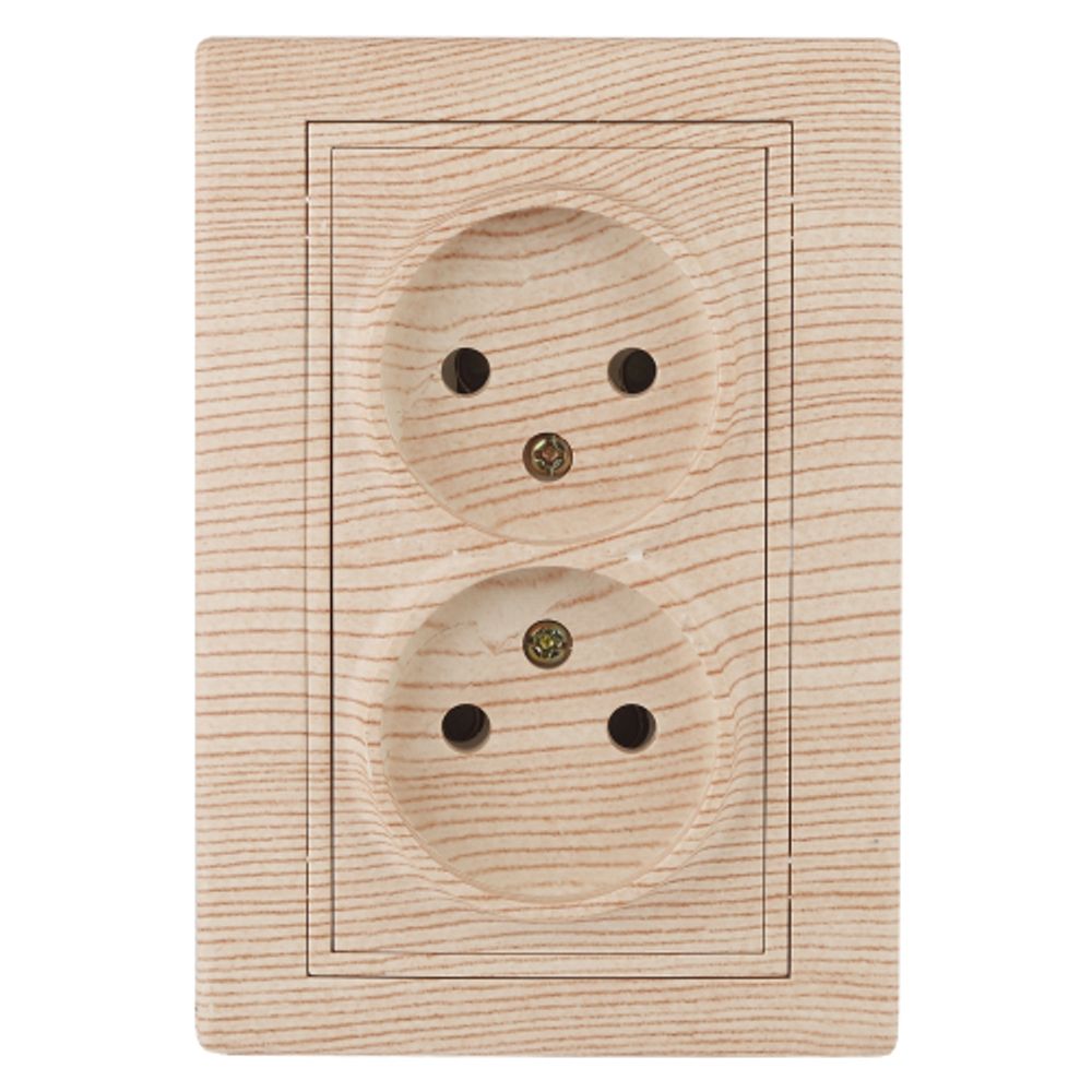 Розетка Intro Plano 1-204-11 без заземления двойная 2х2P 16А-250В IP20 СУ сосна