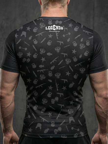 Футболка тренировочная мужская черная LEGENDA Матрёшка в мешочке