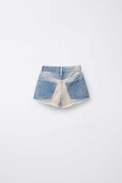 ZARA ДЖИНСОВЫЕ ШОРТЫ С НЕОБРАБОТАННЫМИ КРОМКАМИ, СВЕТЛО-СИНИЙ
