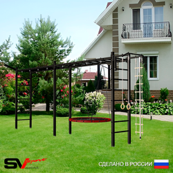 Уличная шведская стенка Sv Sport рукоход х 2 У52211 (Турник/Гнездо 80см/Кронш бокс/Канат/кольца/лестница)