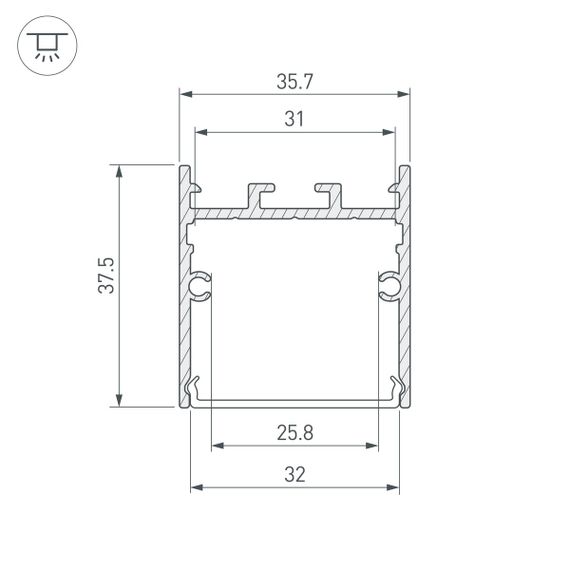 Профиль Arlight SL-Line-3638-LW-2000 Anod 038362