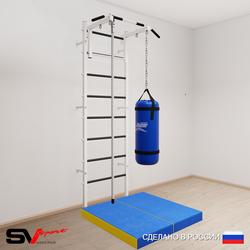 Шведская стенка Sv Sport 5097 (Турник стандарт/Канат/Цепь/Мешок 30кг/Мат 1м)