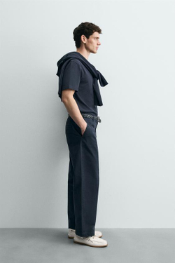 ZARA БРЮКИ ЧИНОС STRAIGHT FIT, МОРСКОЙ СИНИЙ