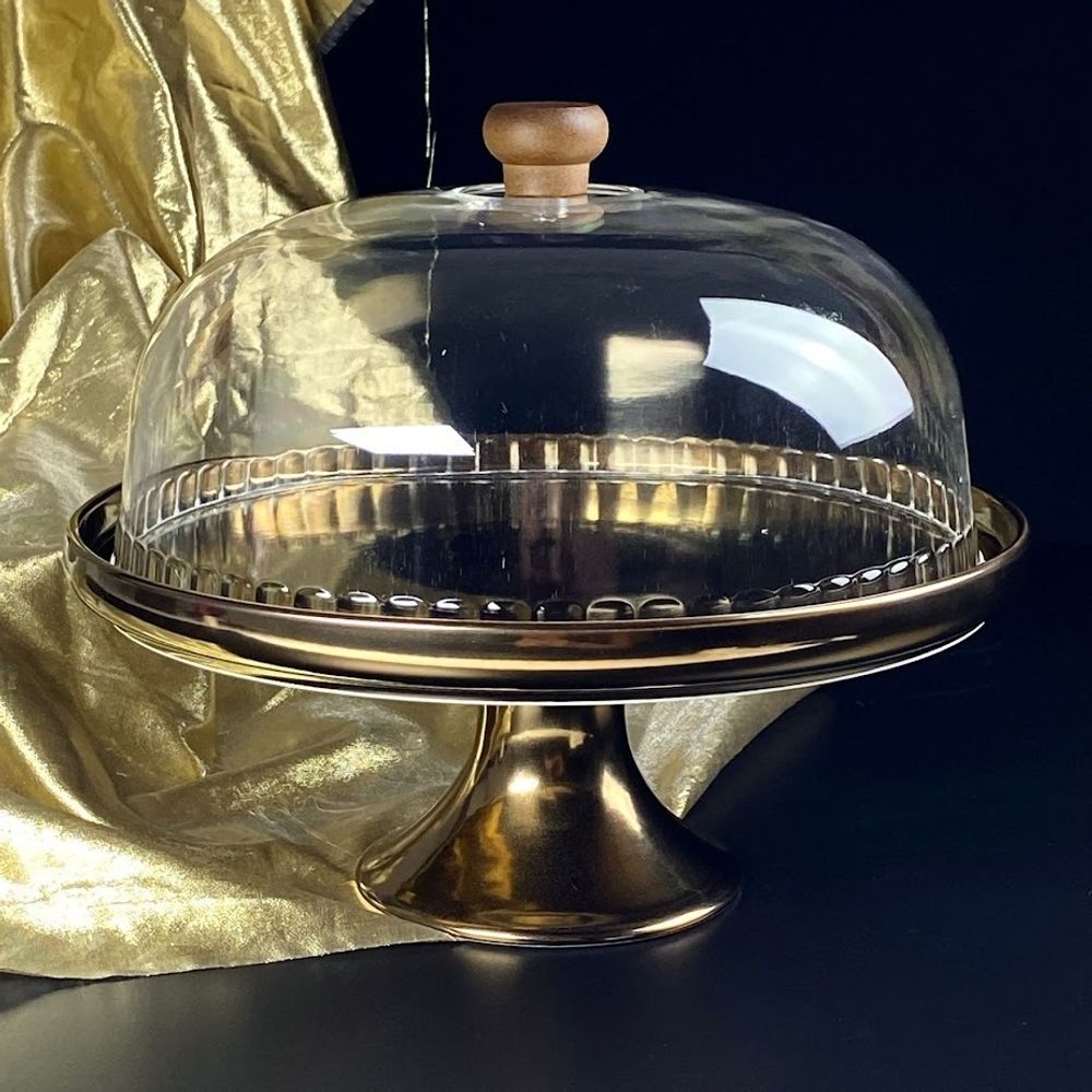 Lenardi 232-005 Тортовница 28см на ножке с крышкой ВИНТАЖ в под.уп.(х4)Фарфор