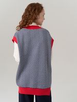 Жилетка для девочки в школу 953 индиго-коралл