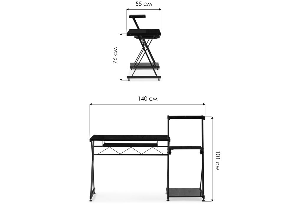 Компьютерный стол Kros 140х55х101 black