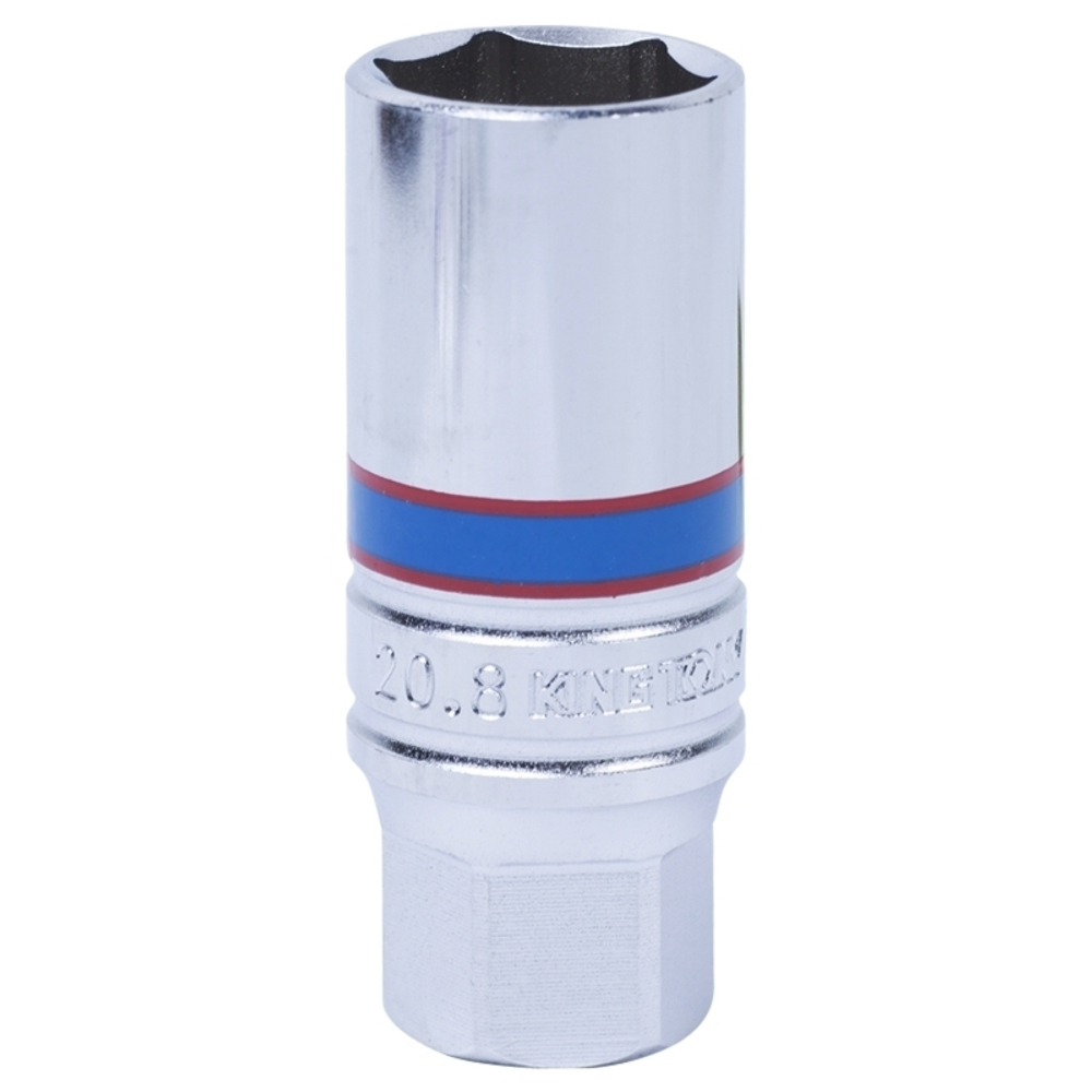 KING TONY (363521) Головка свечная шестигранная 3/8", 21 мм, резиновый фиксатор