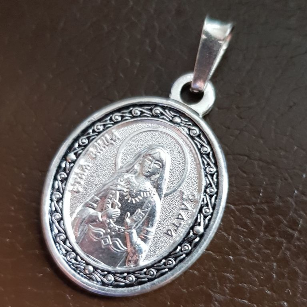 Нательная именная икона святая Злата с серебрением кулон с молитвой