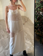 Шелковое платье с вышивкой молоко, мидакси, прозрачное