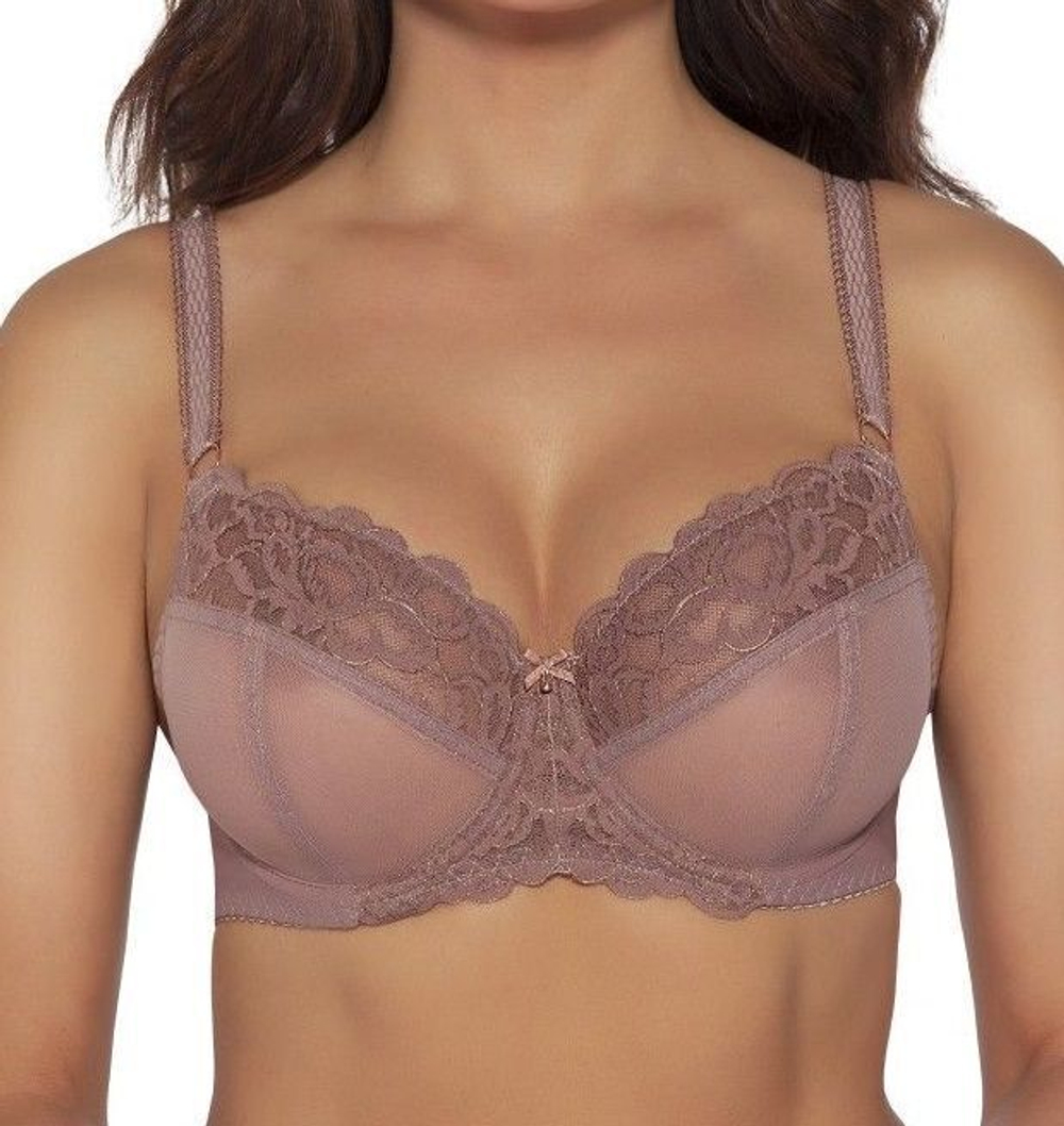 Бюстгальтер plus size с чашками на косточках и боковыми поддержками (Размер: 85J) (Цвет: какао)