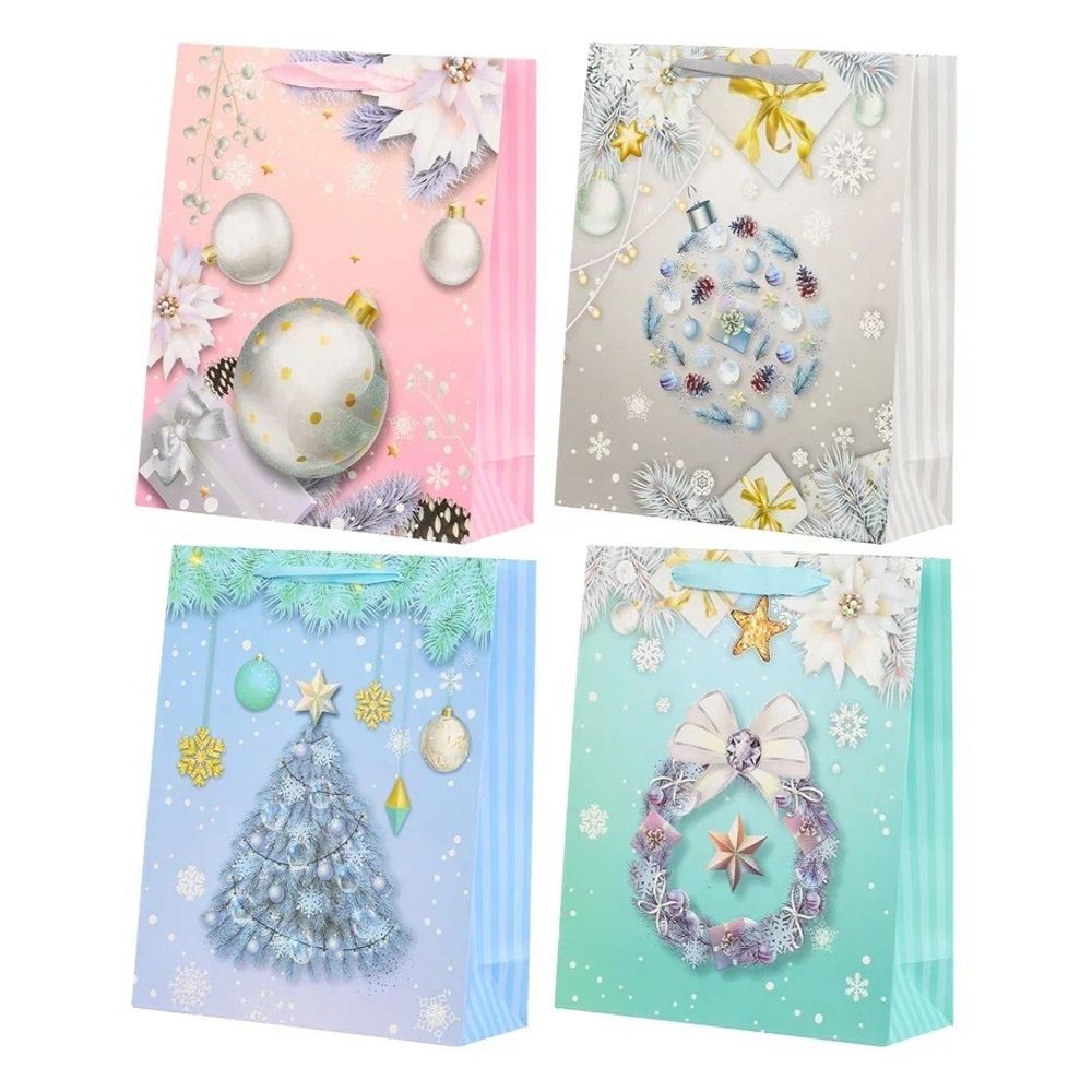 Подарочный пакет Basir, серия "Зима", бумажный, цветной с рисунком ассорти, размер 26*10*32 см Подарочный пакет Basir, серия "Зима", бумажный, цветной с рисунком ассорти, размер 26*10*32 см