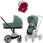 Коляска Cybex Priam IV Chrome Brown complete Aton B2 Dynamic Red Base One 4 в 1 Leaf Green