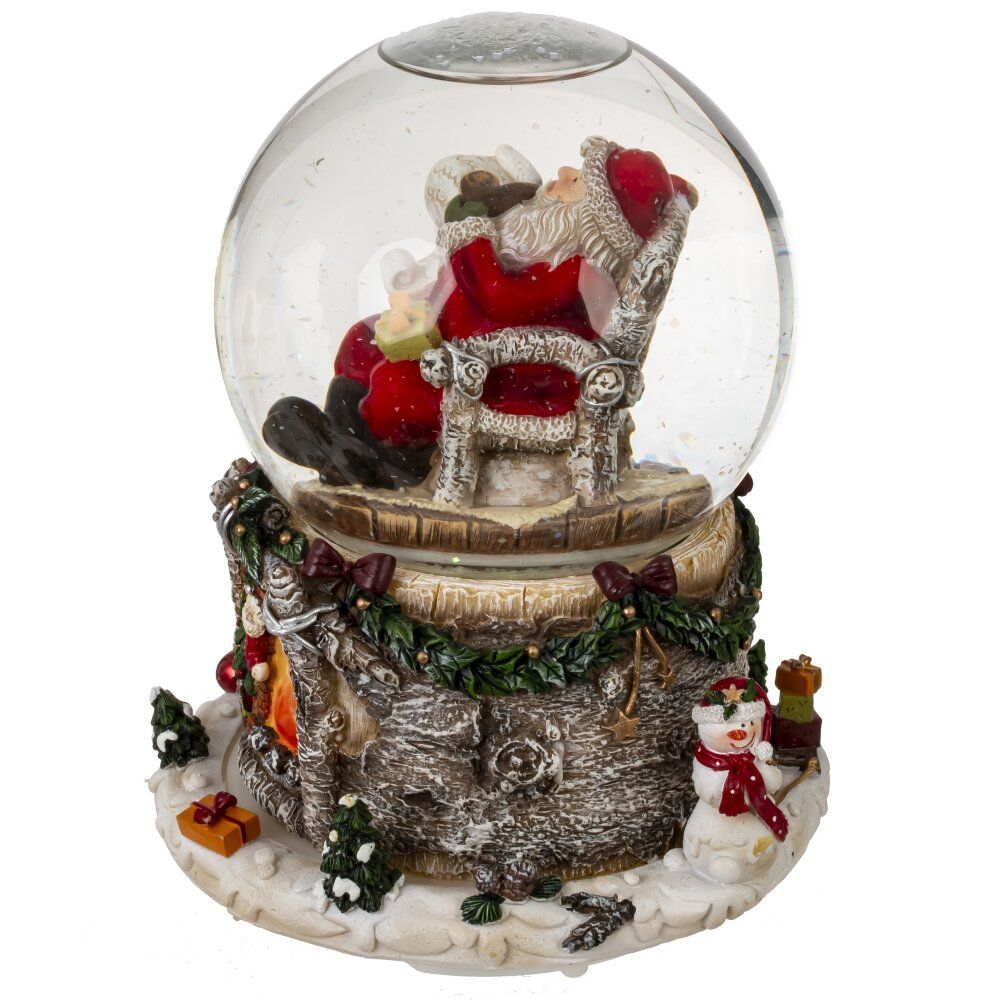 GAEM Фигурка декор в стекл шаре "Дед Мороз" (подсвет, муз и движ 3xAAA н/п) D9,5 см, L12,5 W12,5 H15,5 см