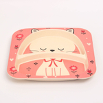 4167328 Набор детской бамбуковой посуды «Кошечка», тарелка, миска, стакан, приборы, 5 предметов