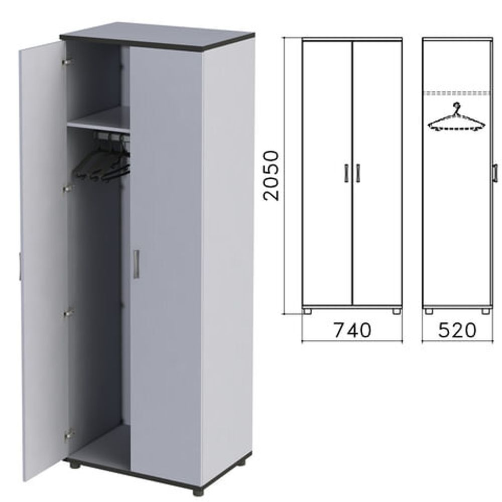 Шкаф для одежды &quot;Монолит&quot;, 740х520х2050, цвет серый, ШМ50.11