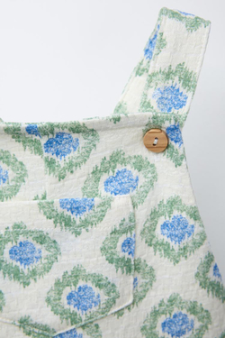 ZARA КОРОТКИЙ КОМБИНЕЗОН С ПРИНТОМ, СВЕТЛЫЙ ЭКРЮ