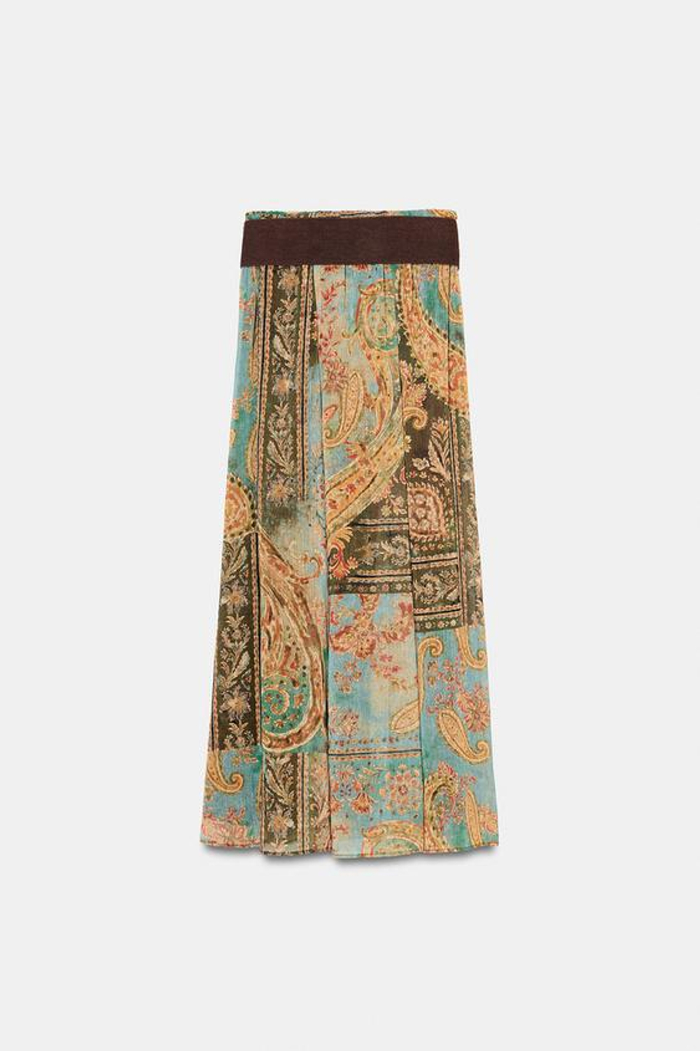 ZARA ЮБКА МИДИ С ПРИНТОМ И ПОЯСОМ, РАЗНОЦВЕТНЫЙ