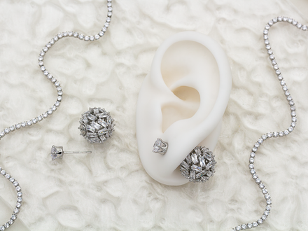 Серьги-диорки "Шар", со стразами