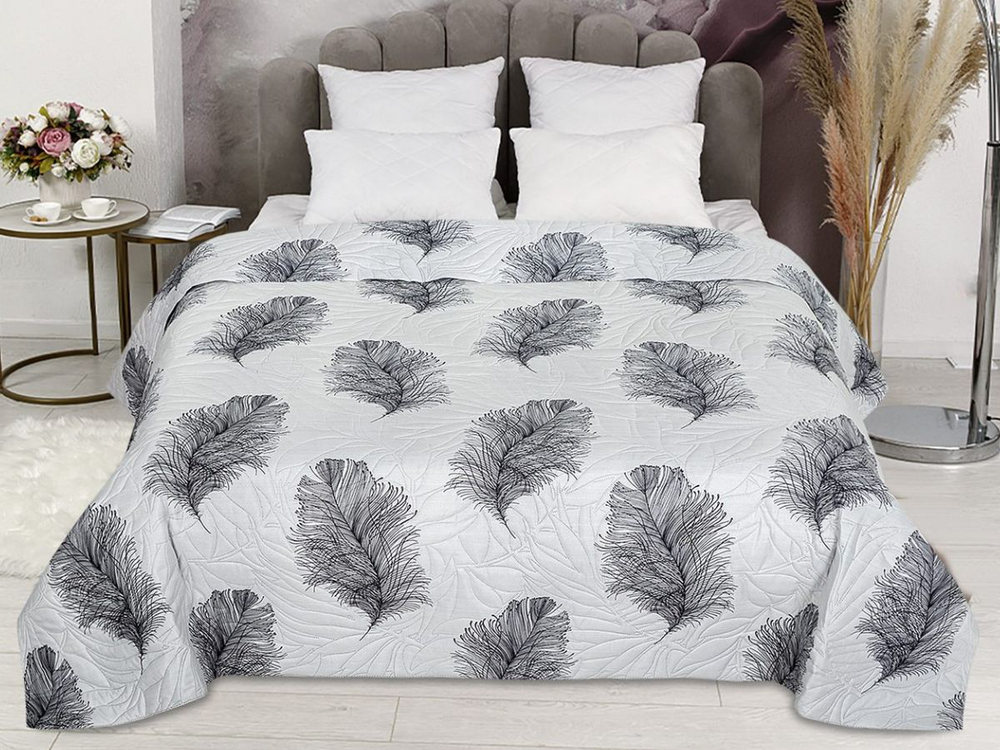 Покрывало на кровать, стеганое, поплин с размерами 215х220