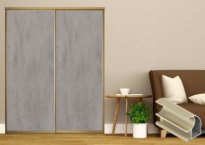 Дверь-купе 2650*600(700,800,900) мм, золото матовое, Бетон Чикаго светло-серый EGGER