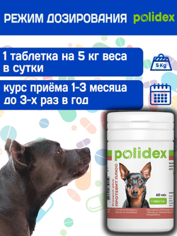 Polidex Protevit Plus для собак, Кормовая добавка для увеличения мышечной массы, Полидек Протевит Плюс, 150 таб