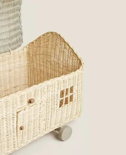 ZARA HOME КОРЗИНА В ФОРМЕ ДОМИКА ДЛЯ ХРАНЕНИЯ ДЕТСКИХ ИГРУШЕК, СВЕТЛО-БЕЖЕВЫЙ