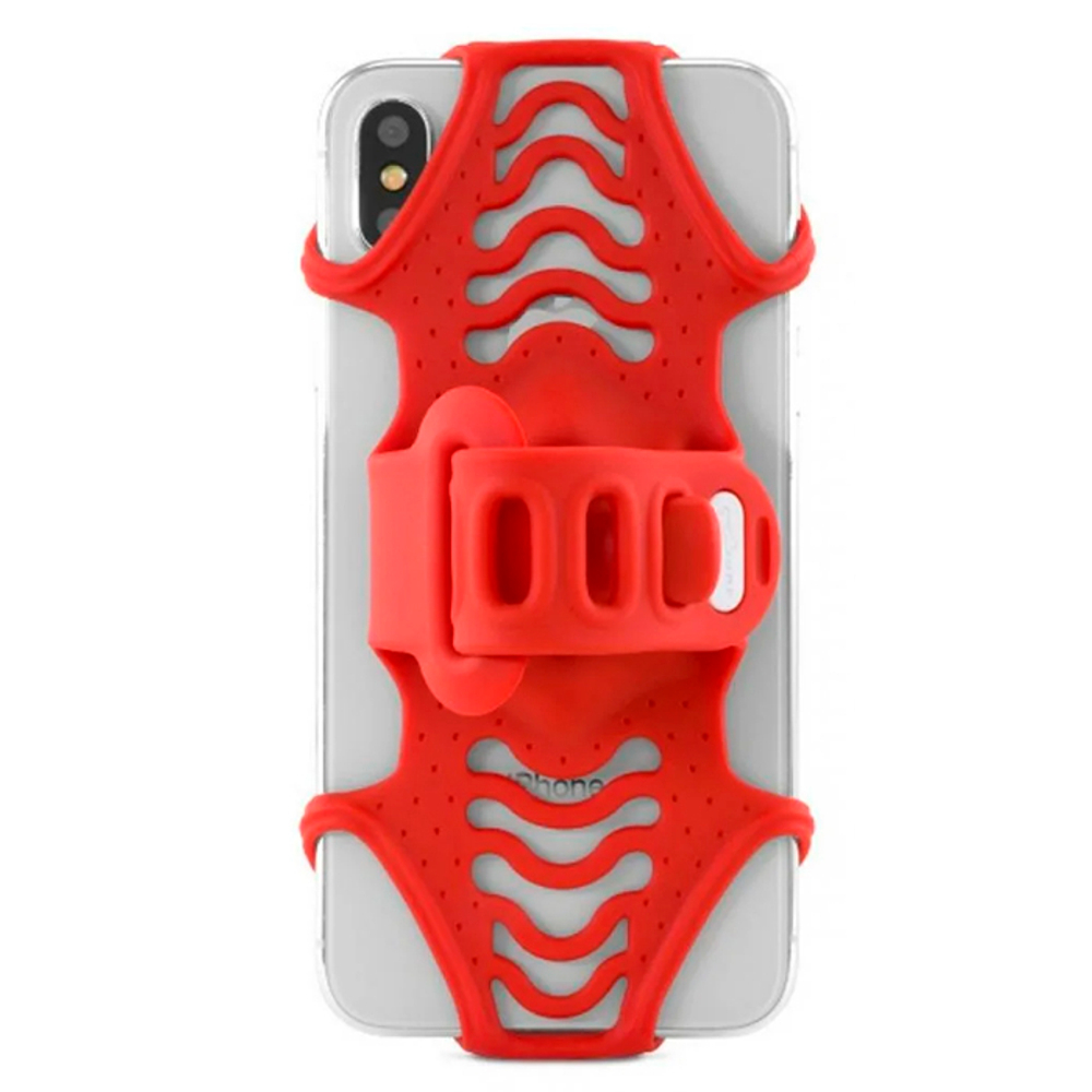 Держатель для смартфона  силиконовый НА ВЫНОС универ. 4.0'-6.5' BIKE TIE PRO 2 красный BONE