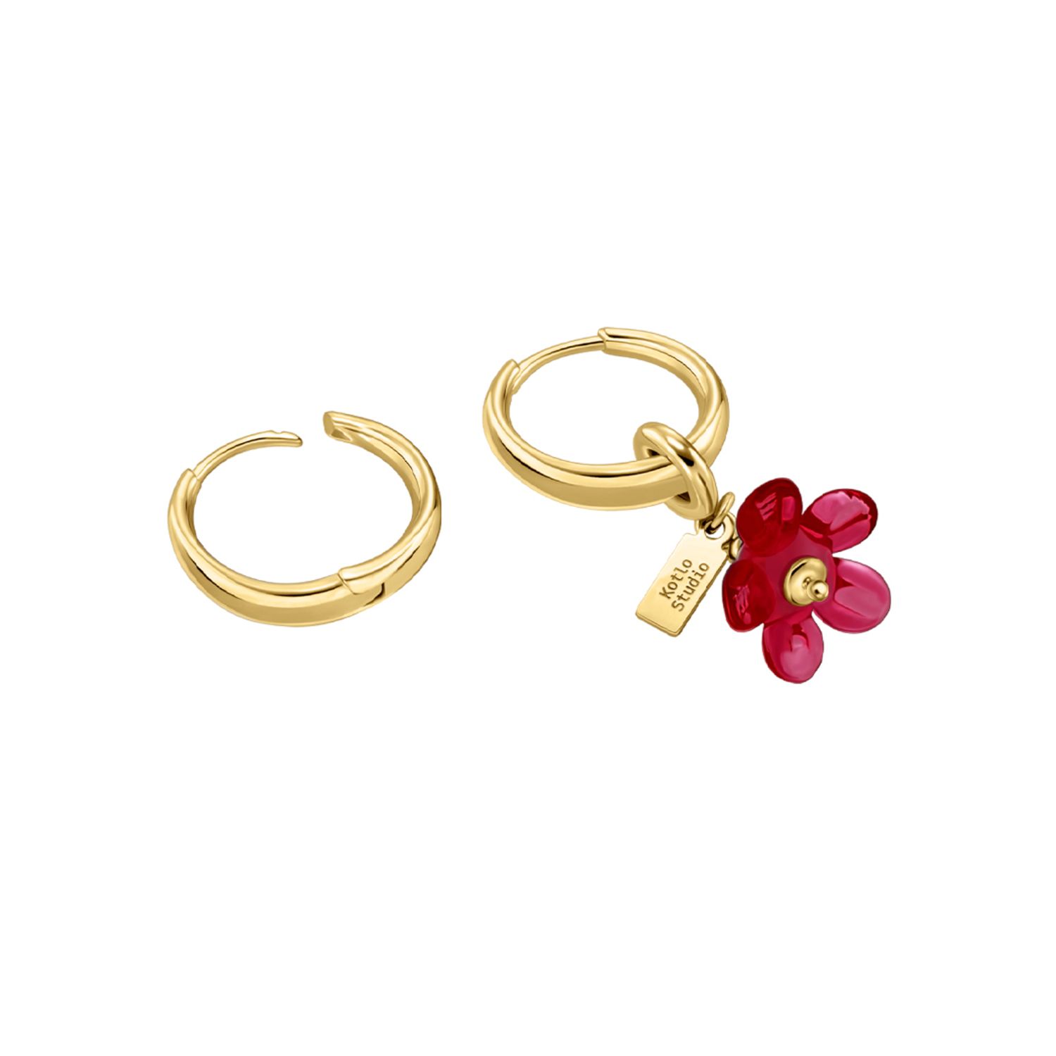 Серьги Lost Flower Gold-Red Earrings