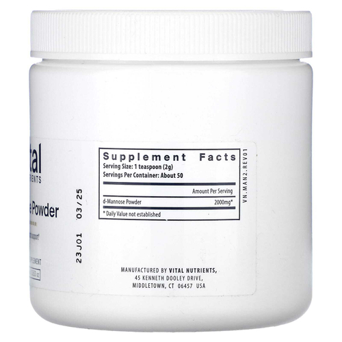 Vital Nutrients, манноза в порошке, 100 г (3,53 унции)