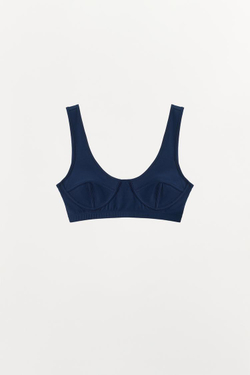 ZARA МЯГКИЙ БРАЛЕТТ СО ШВАМИ, СИНИЙ