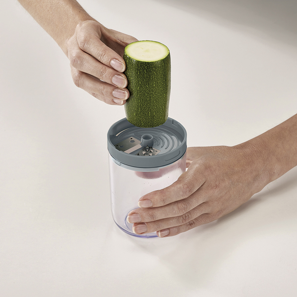 Терка спиралайзер с тремя лезвиями и контейнером для хранения spiro, синяя