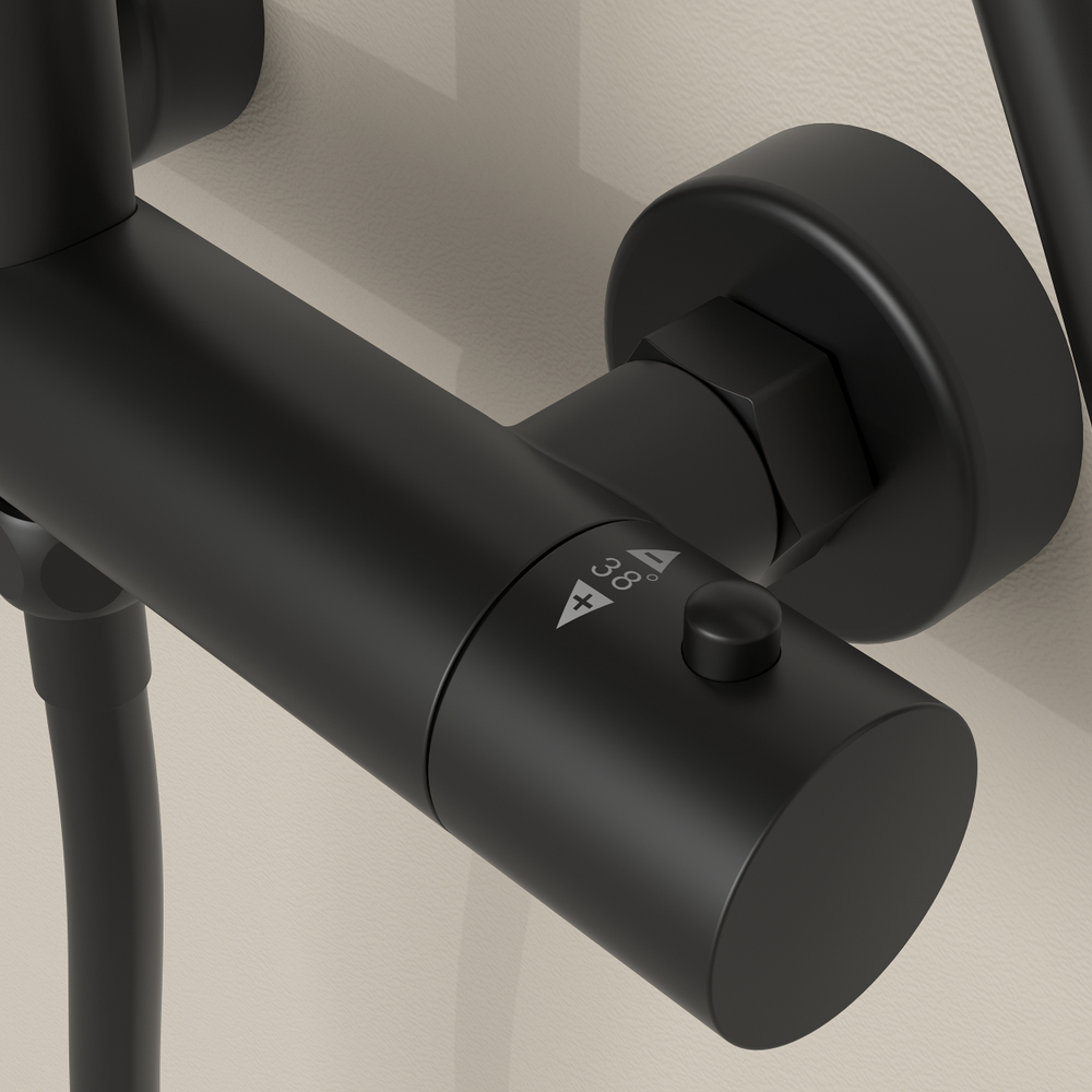 Душевая стойка Sancos Teo c термостатом, черный матовый, SC11001MB