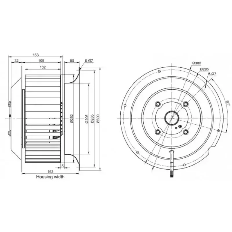 Мотор-колесо RE250F-4E-AC0 для прямоугольного вентилятора